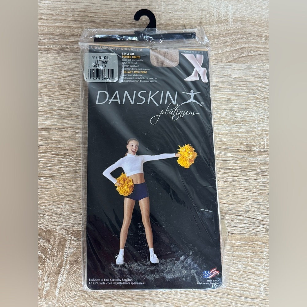 Danskin Platinum Footed Tights Ultra Shimmery Ultra Brilliant Girls Sz L(12-14)